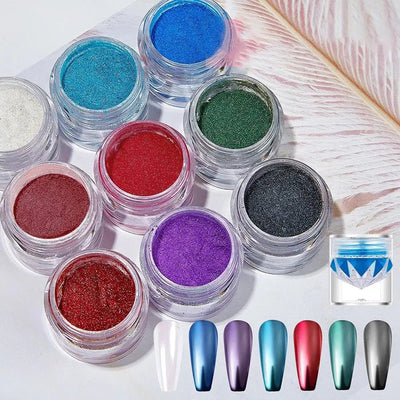 9 Colors Aurora Pearl Chrome Nail Powder - Luxury Fabulous Cosmetics