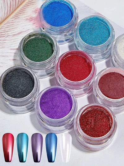 9 Colors Aurora Pearl Chrome Nail Powder - Luxury Fabulous Cosmetics