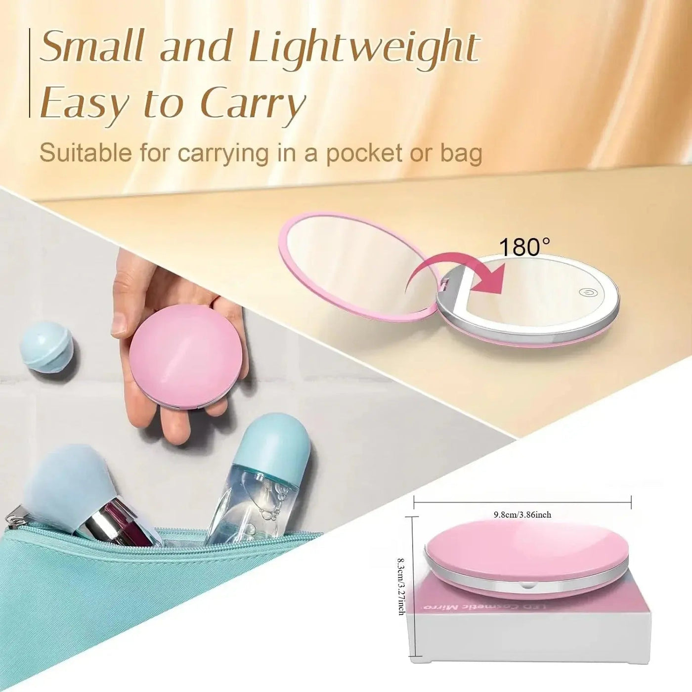 Magnifying Travel Makeup Mirror with Light - Luxury Fabulous Cosmetics
