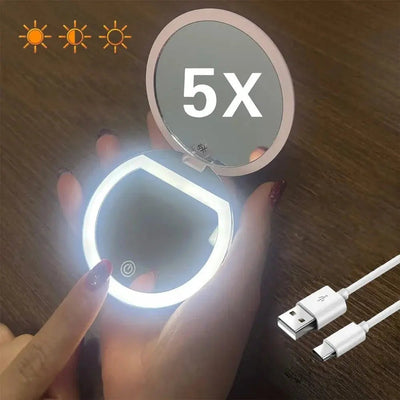 Magnifying Travel Makeup Mirror with Light - Luxury Fabulous Cosmetics